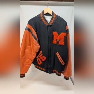 Men's Ripon Athletic Black and Orange Varsity Jacket